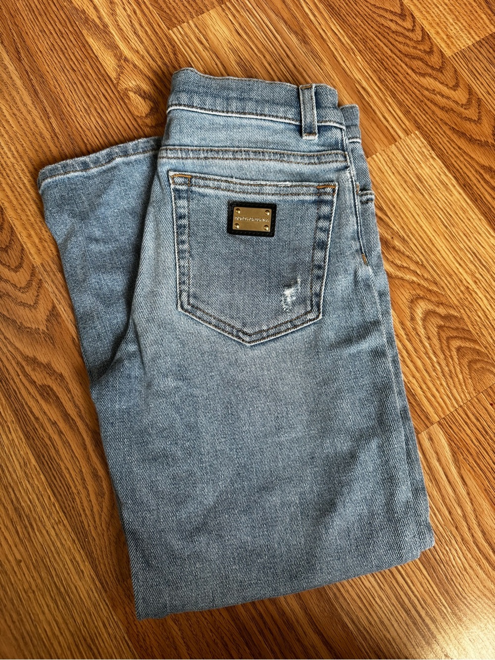 Dolce & Gabbana Light Blue Kids' Jeans with Branded Back Plaque